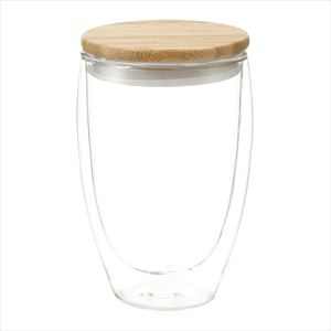 Easton Glass Cup w/ Bamboo Lid 355ml