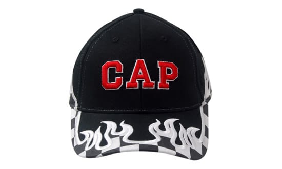 Brushed Heavy Cotton with Printed Checks/Flame Embroidery on Crown & Peak