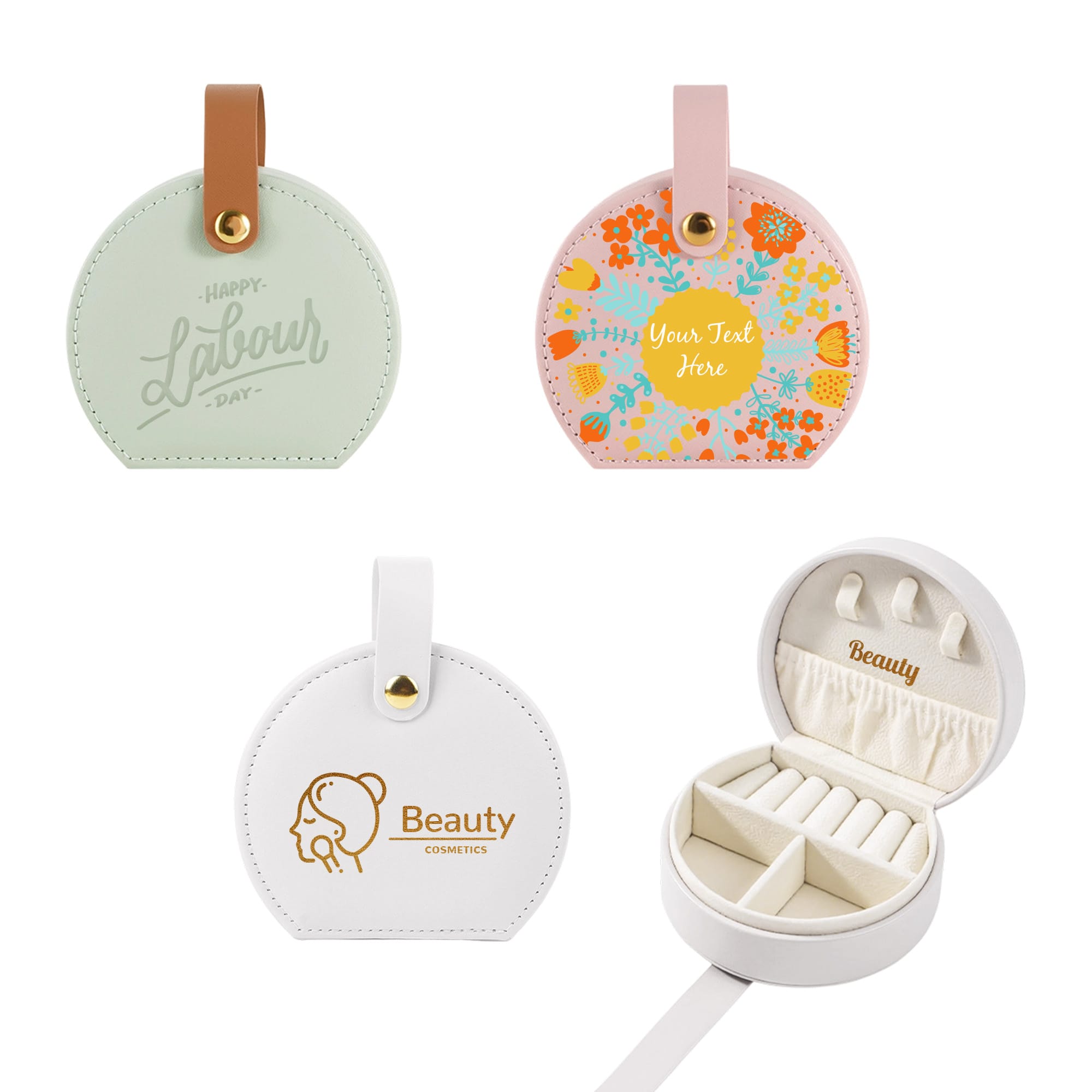 Small Portable PU Leather Jewellery Box