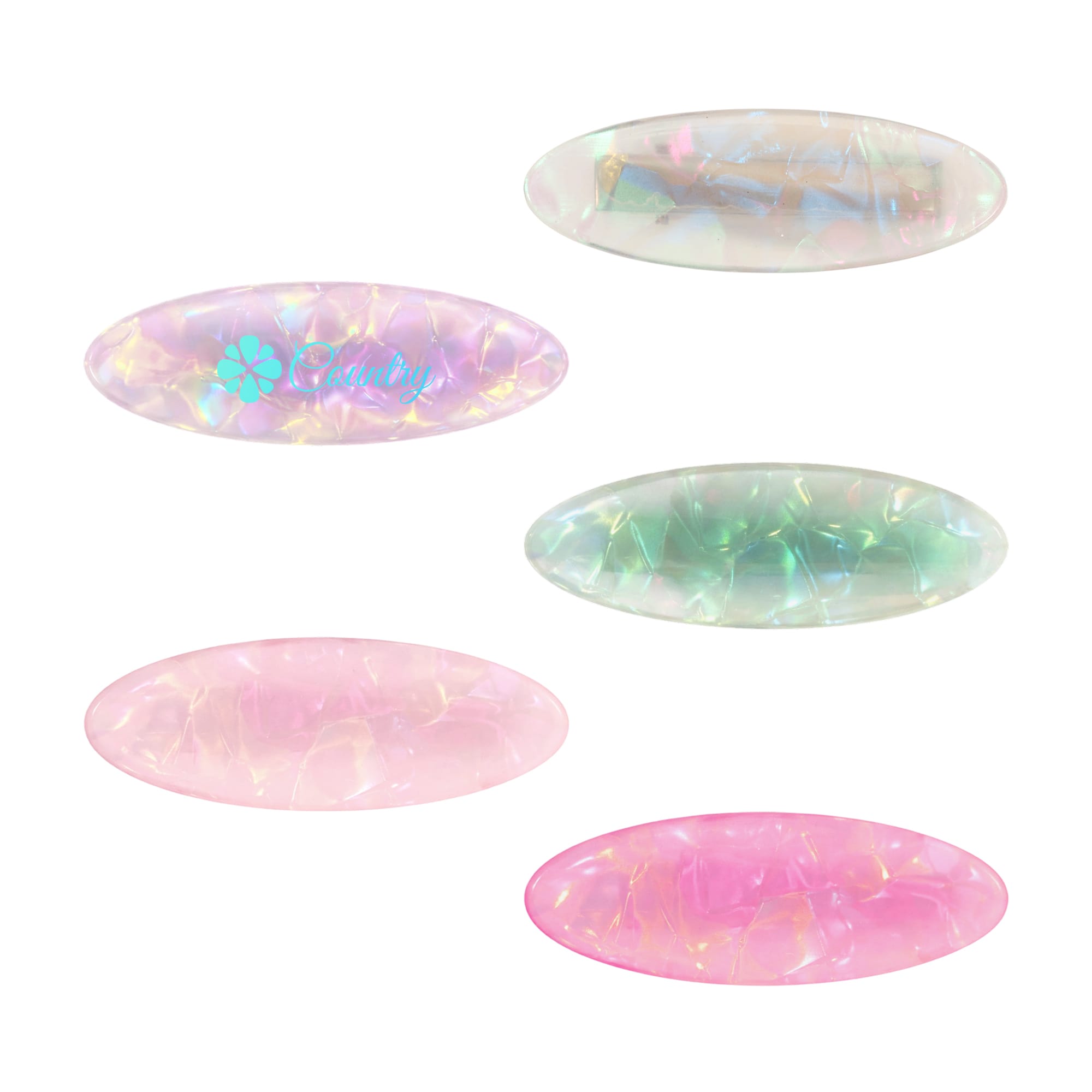 Oval Iridescent Alligator Hair Clip