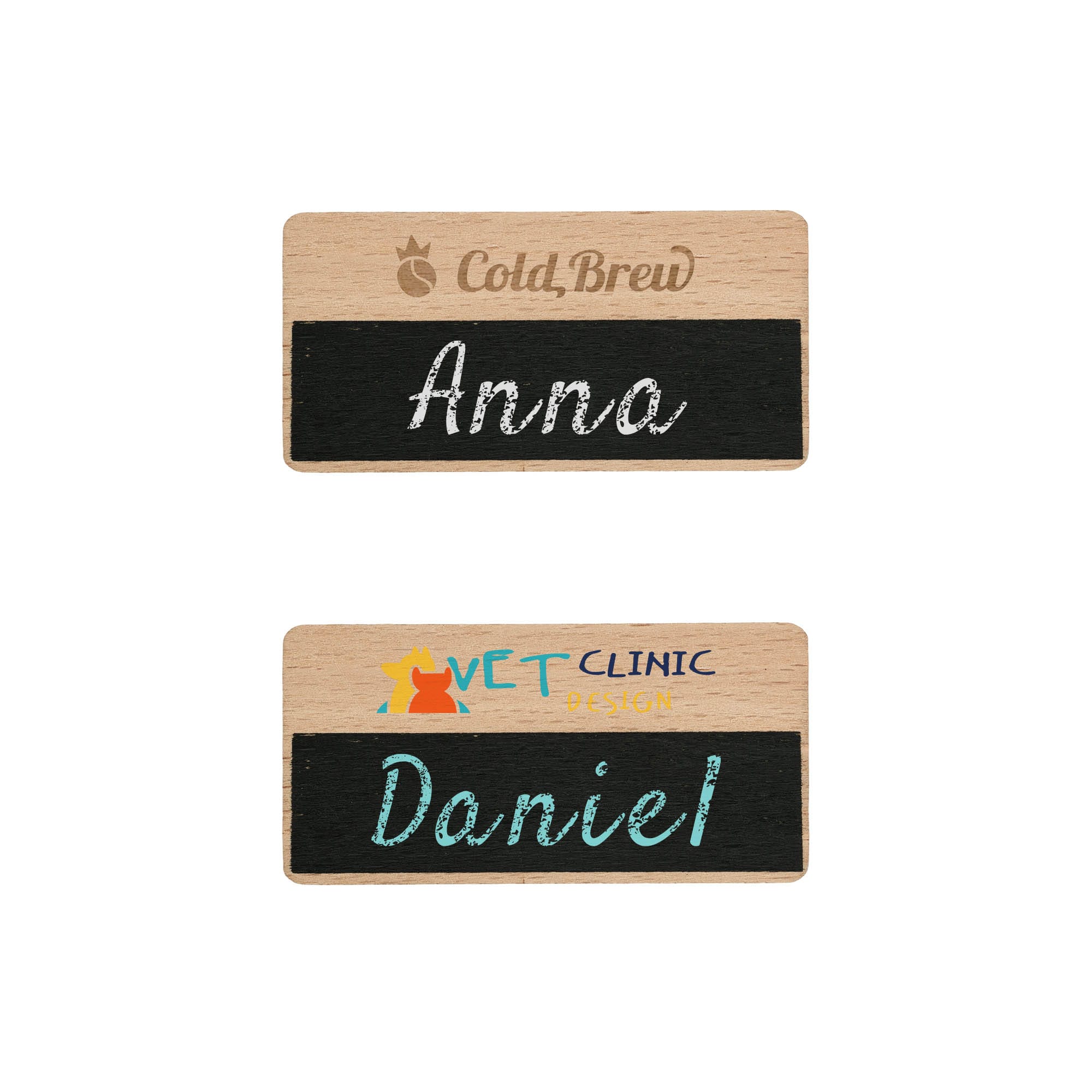 Erasable Wooden Chalkboard Name Badge