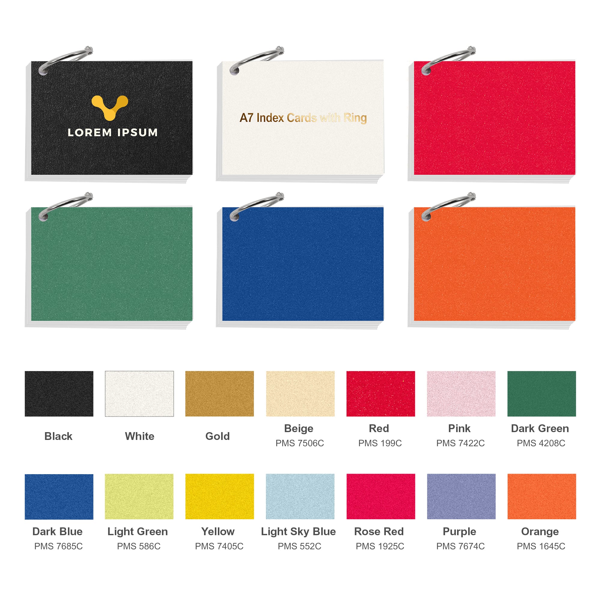 A7 Pearlescent Index Cards with Ring