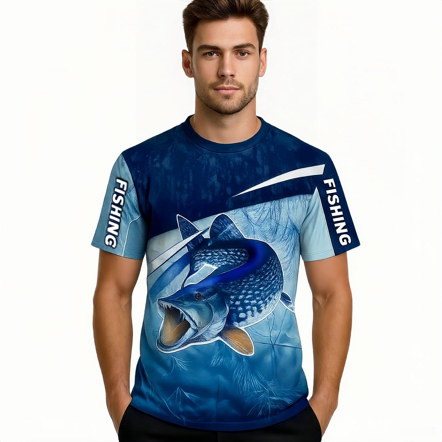 Men's Polyester Spandex Ice Silk Sublimated Fishing T-shirt