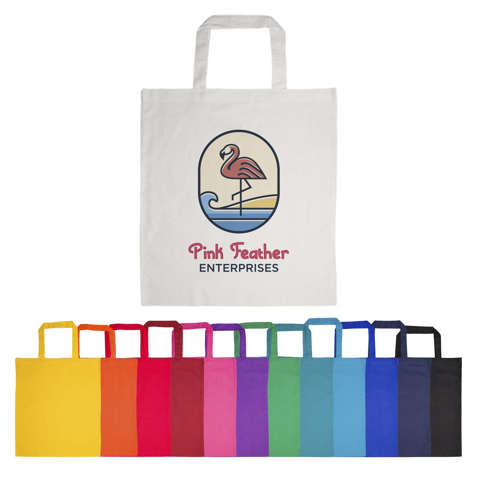 Coloured Cotton Short Handle Tote Bag