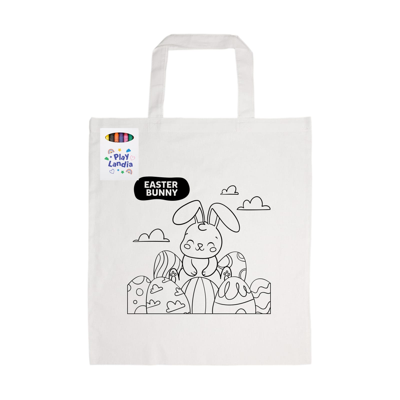 Colouring Short Handle Cotton Bag & Crayons