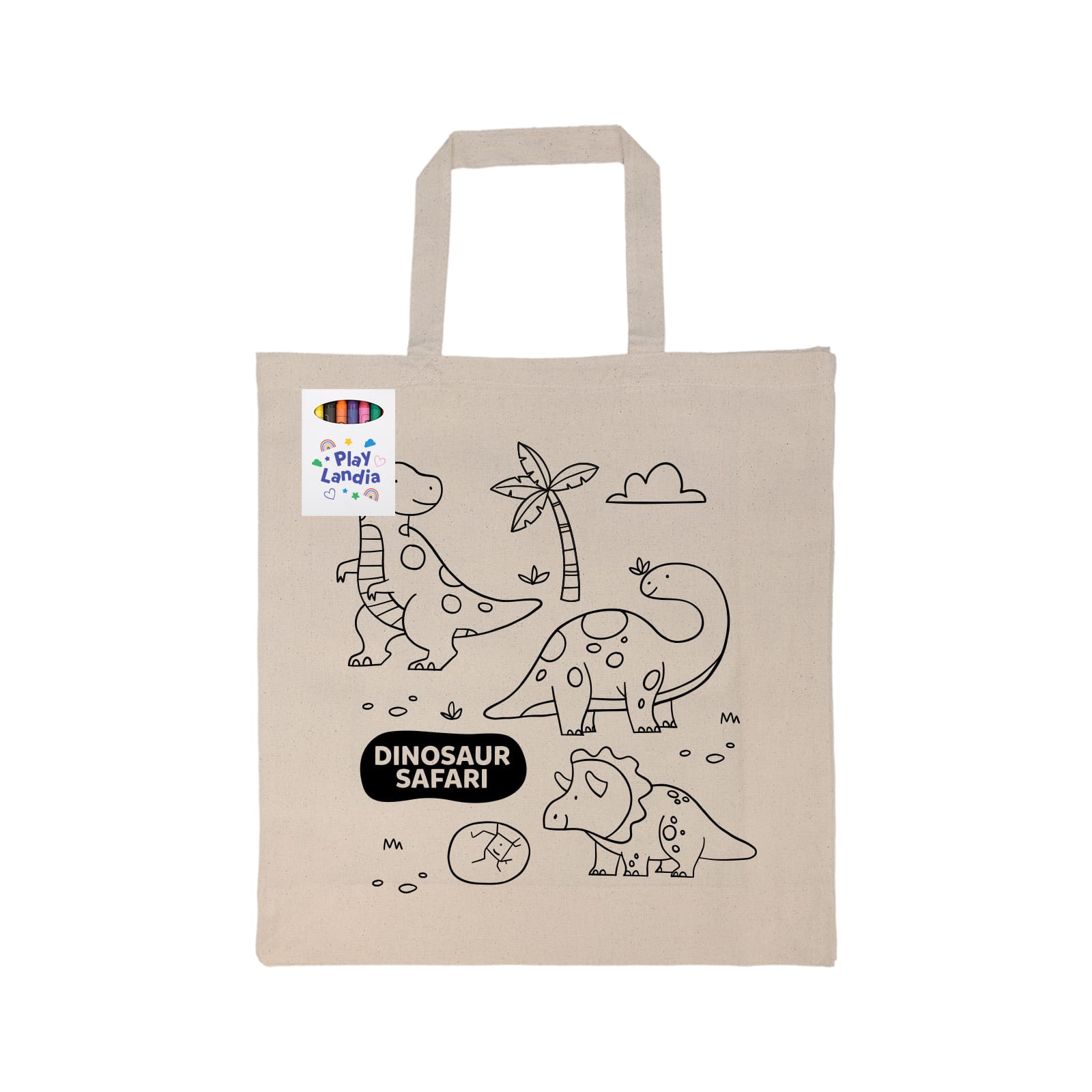 Colouring Short Handle Calico Bag & Crayons