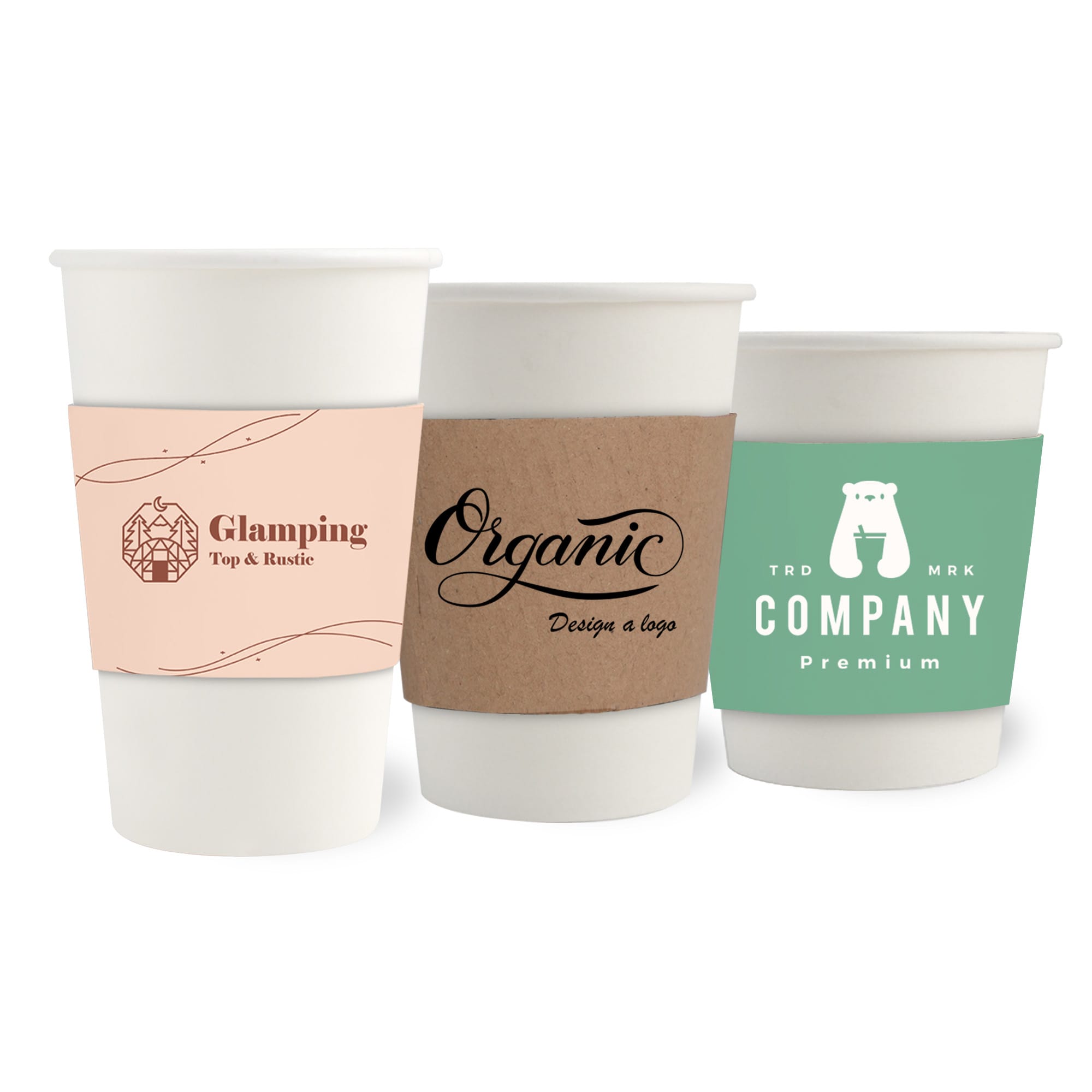 PLA Single Wall Compostable Paper Cups with Cup Sleeve