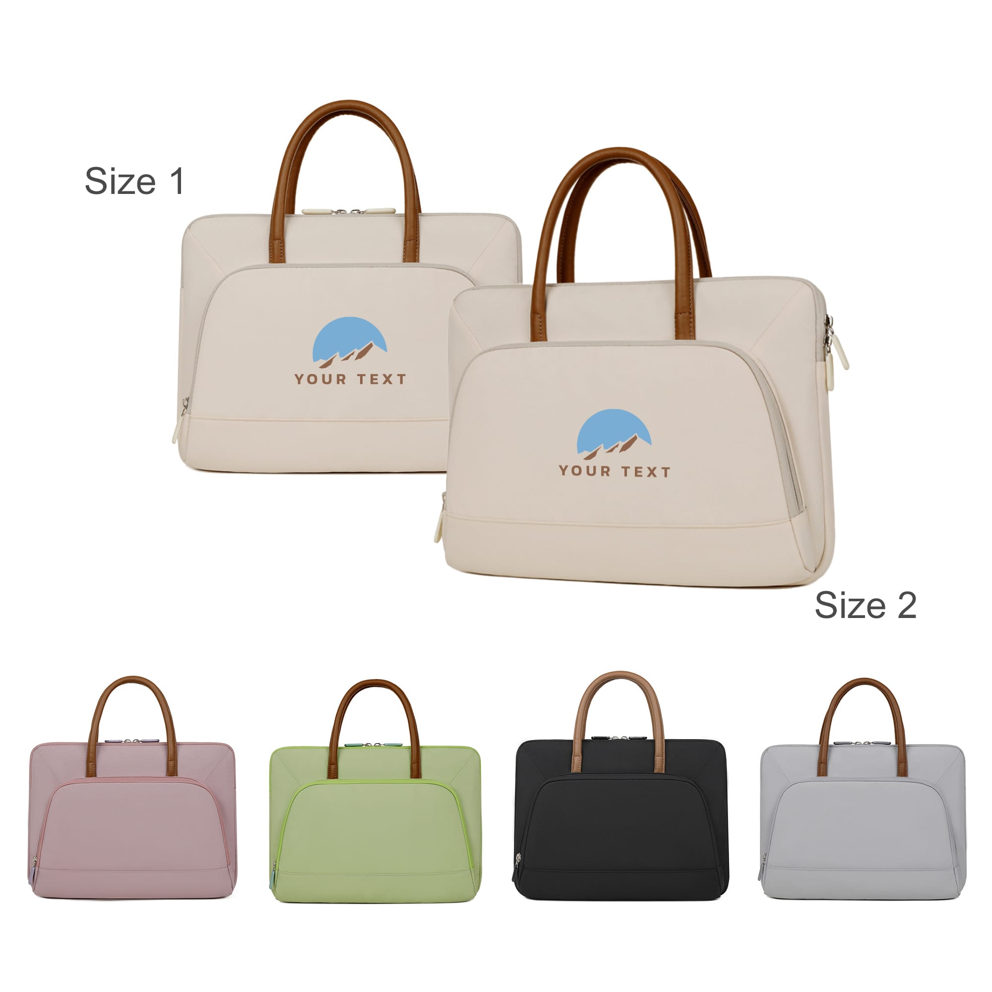 PU Handle Laptop Bag with Zippered Outer Pocket