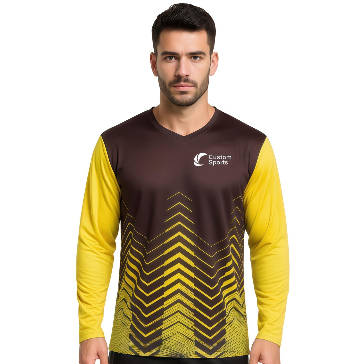 Unisex Adults 100% Polyester Micro Mesh Sublimated V-Neck Long Sleeves Shirt