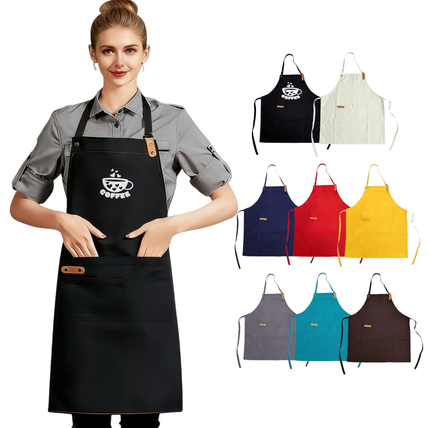 Poly-Cotton Canvas Full Bib Apron With Neck Strap