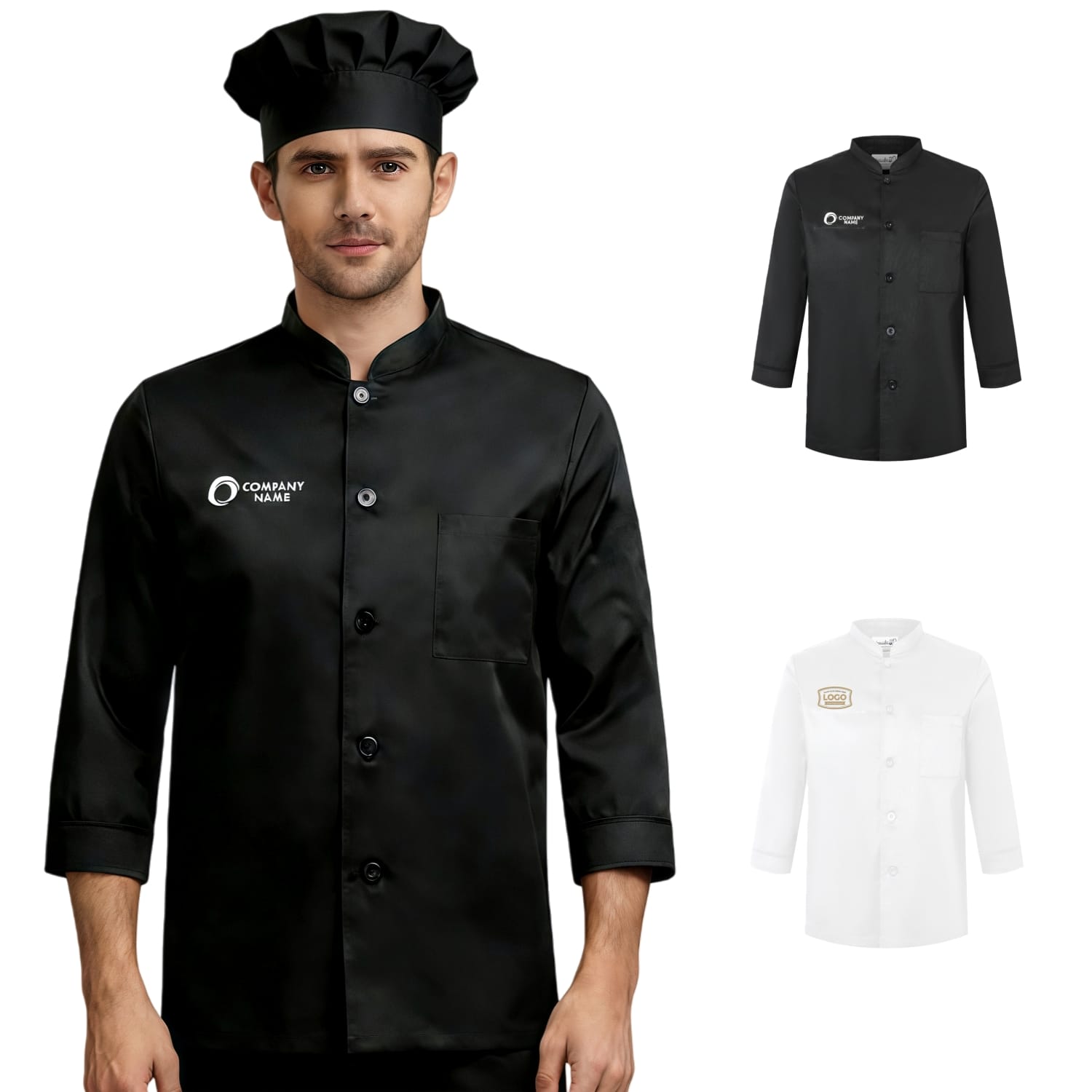 Classic 3/4 Sleeves Single Breasted Chef Jacket