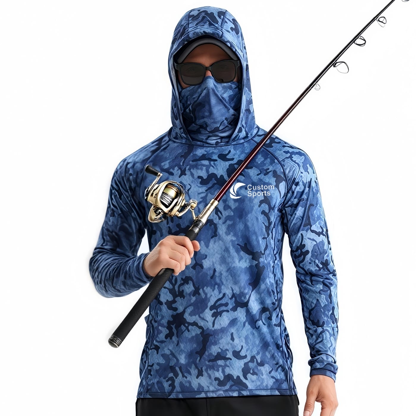 Men's Polyester Spandex Sublimated Sun Protection Fishing Hoodie With Pocket
