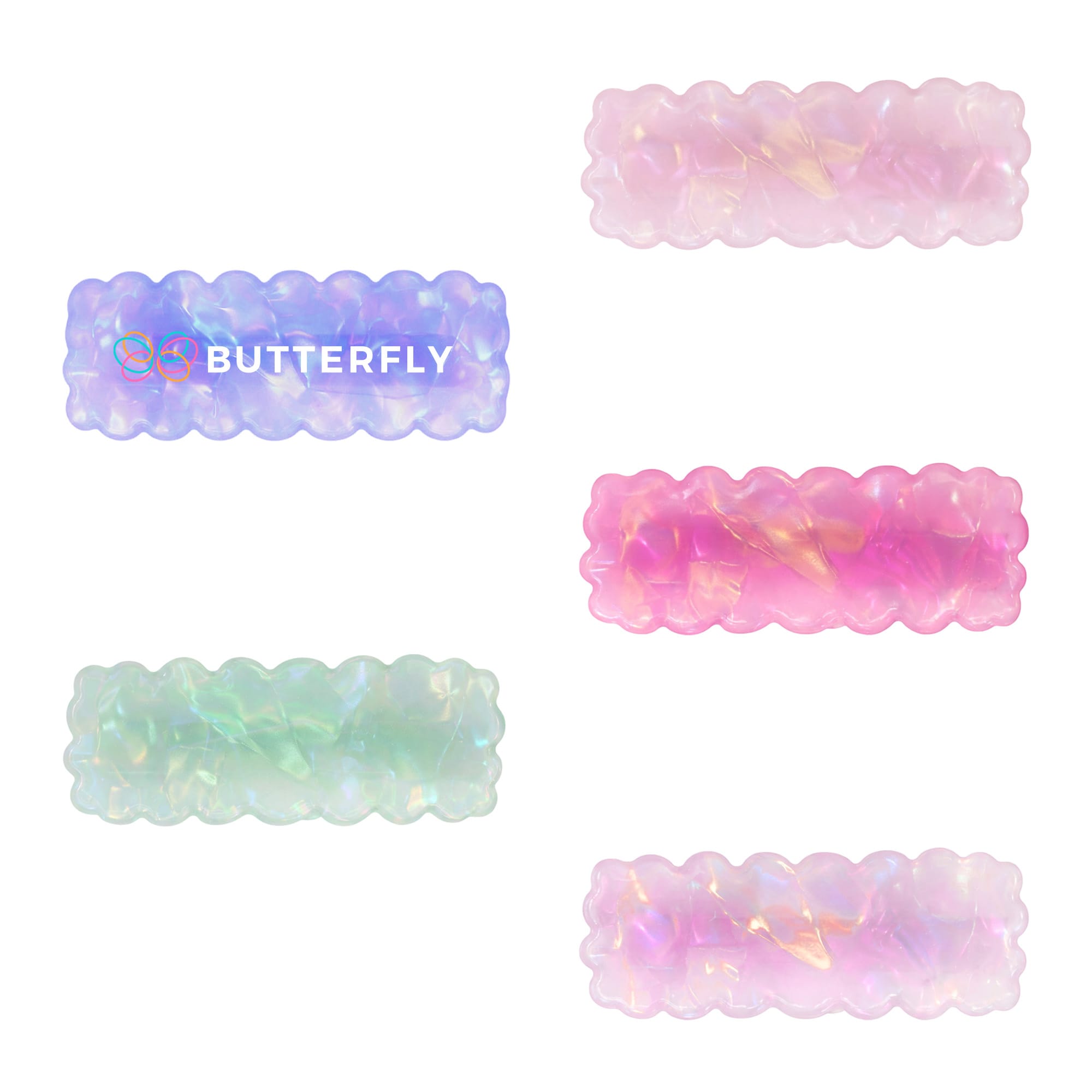 Wavy Rectangle Iridescent Hair Clip