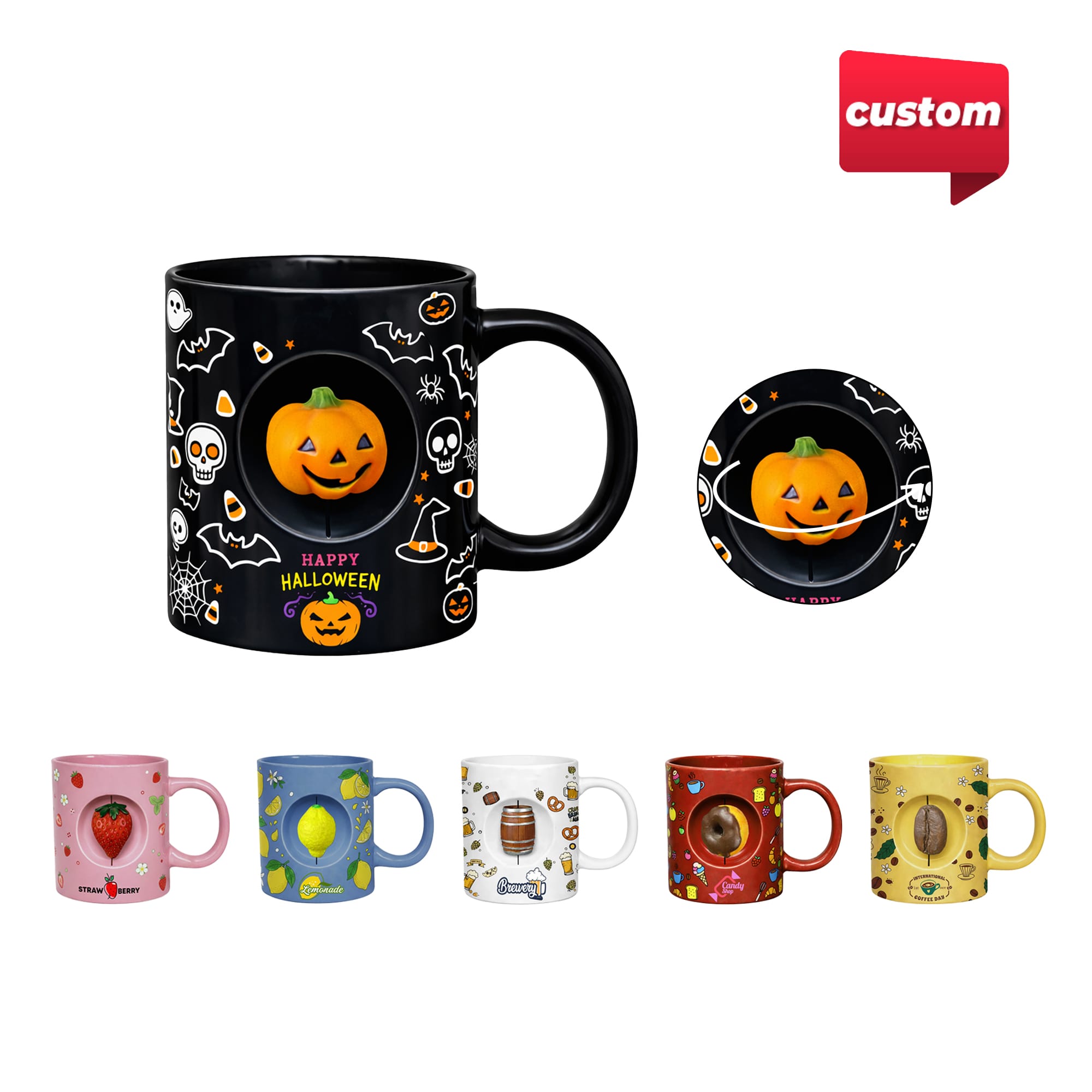 Ceramic Coffee Mug with Custom Spinner Toy